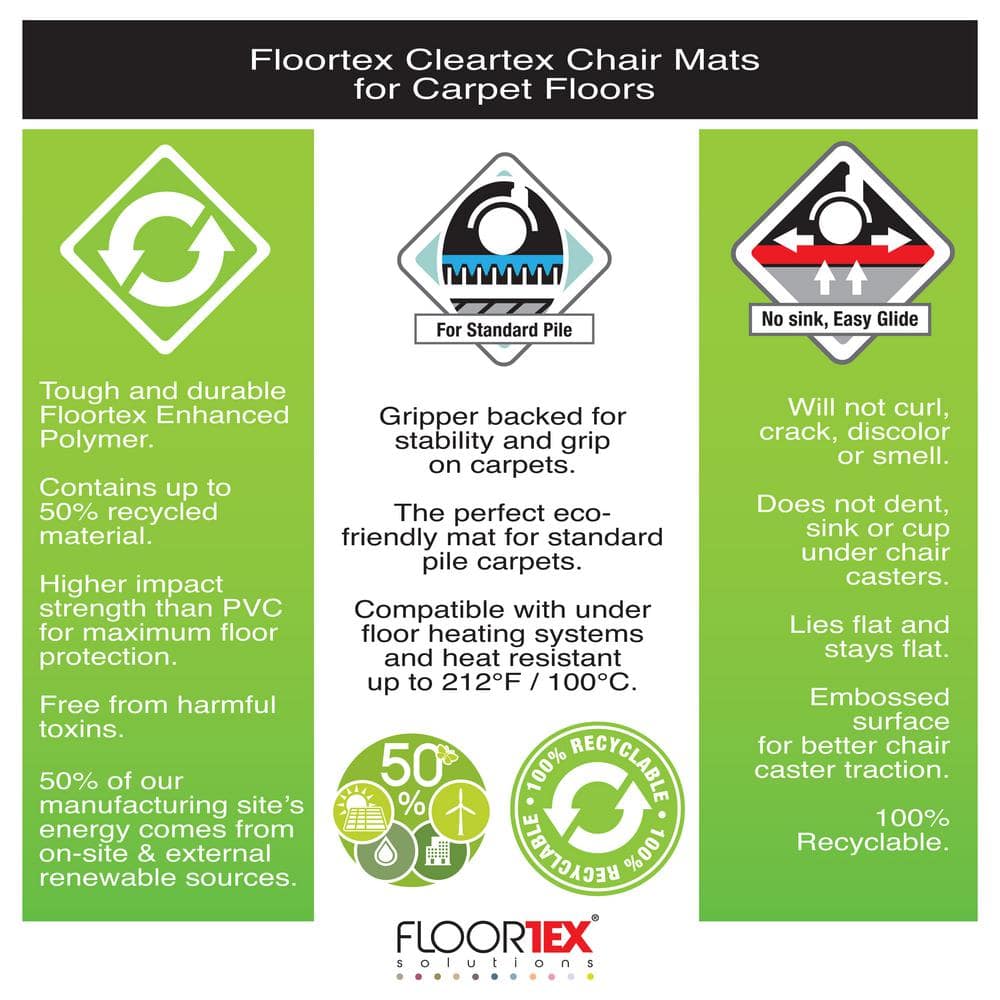 Clear Rectangular Polymer Chair Mat with Anchor Grips