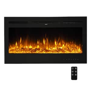 36 in. Wall-Mount 9-Color Flames Electric Fireplace with Remote Control in Black