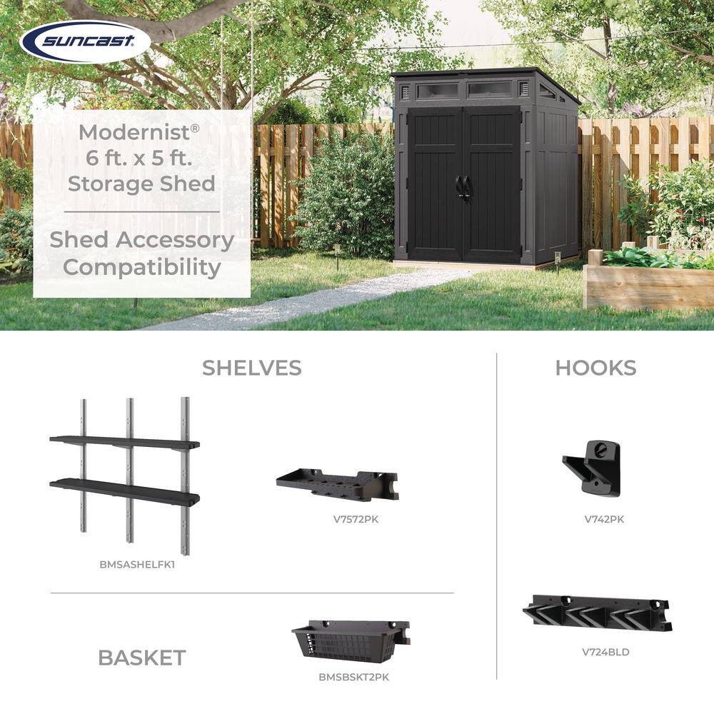 Peppercorn Black Resin Vertical Storage Shed with Windows