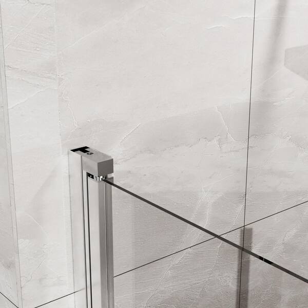 WELLFOR 34 in. W x 72 in. H Bifold Frameless Shower Door with Tempered Clear Glass in Chrome