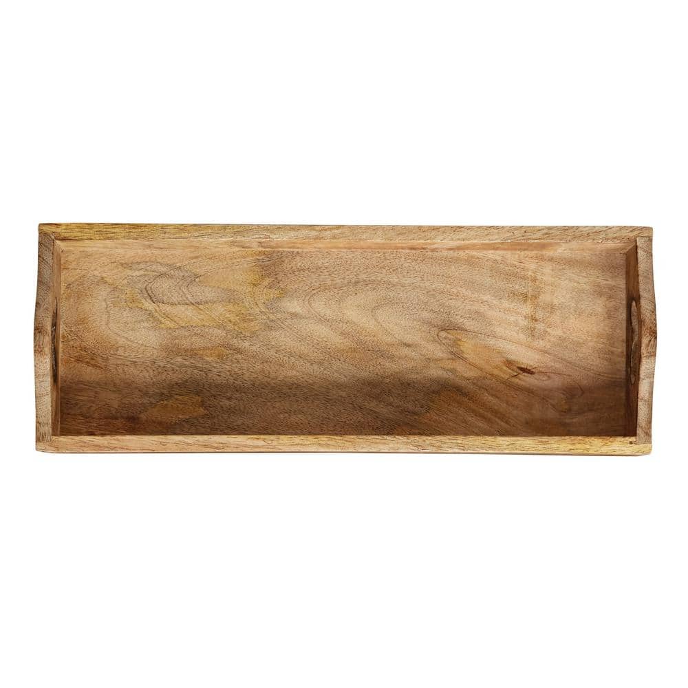 Rustic Rich Brown Mango Wood Serving Trays - Set of 2