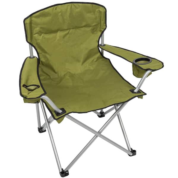 CAMP & GO Green Polyester Heavy Duty Folding Wide Quad Chair