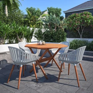 Blongton 5-Piece Patio Octogonal Table Set Eucalyptus Wood Ideal for Outdoors and Indoors