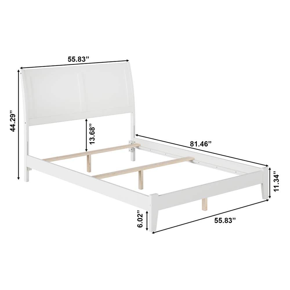 Portland Full/Double White Wood Sleigh Bed with Storage Drawers
