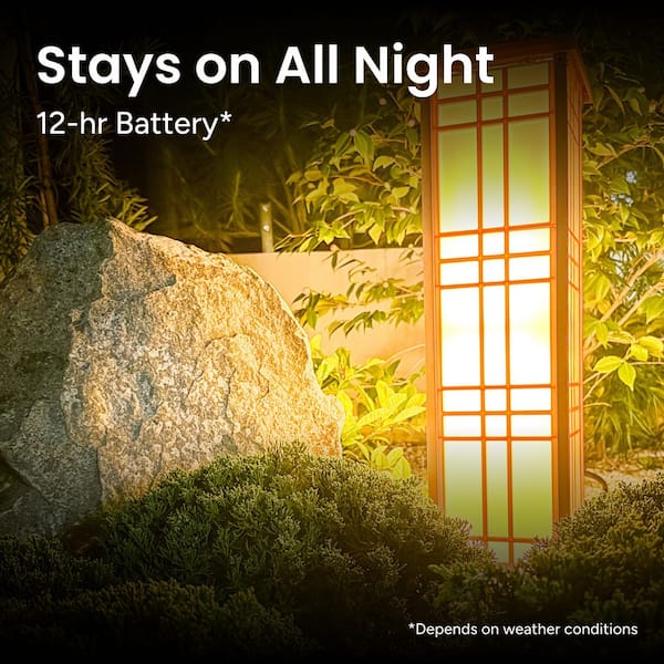 33.4 in. H Zen Almond Dusk-to-Dawn Outdoor Solar Integrated LED Decorative Path Light and Japanese Landscape Lantern