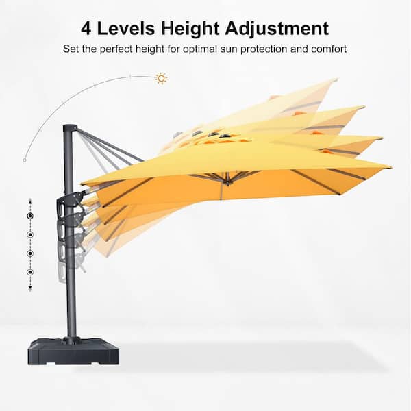 8 ft. Square Patio Umbrella Offset Outdoor Cantilever Umbrella for Poolside with 360° Rotation in Yellow