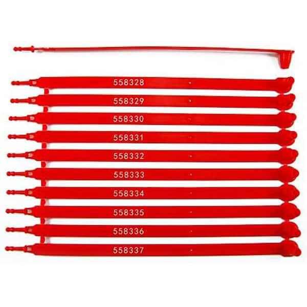 Unbranded Plastic Security Seals Numbered Tamper Proof for Trucks Trailers Containers Red 20-30 lbs. 10mm x 248mm