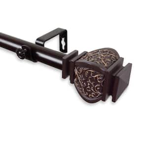 28 in. - 48 in. Telescoping 1 in. Single Curtain Rod Kit in Mahogany with Margot Finial