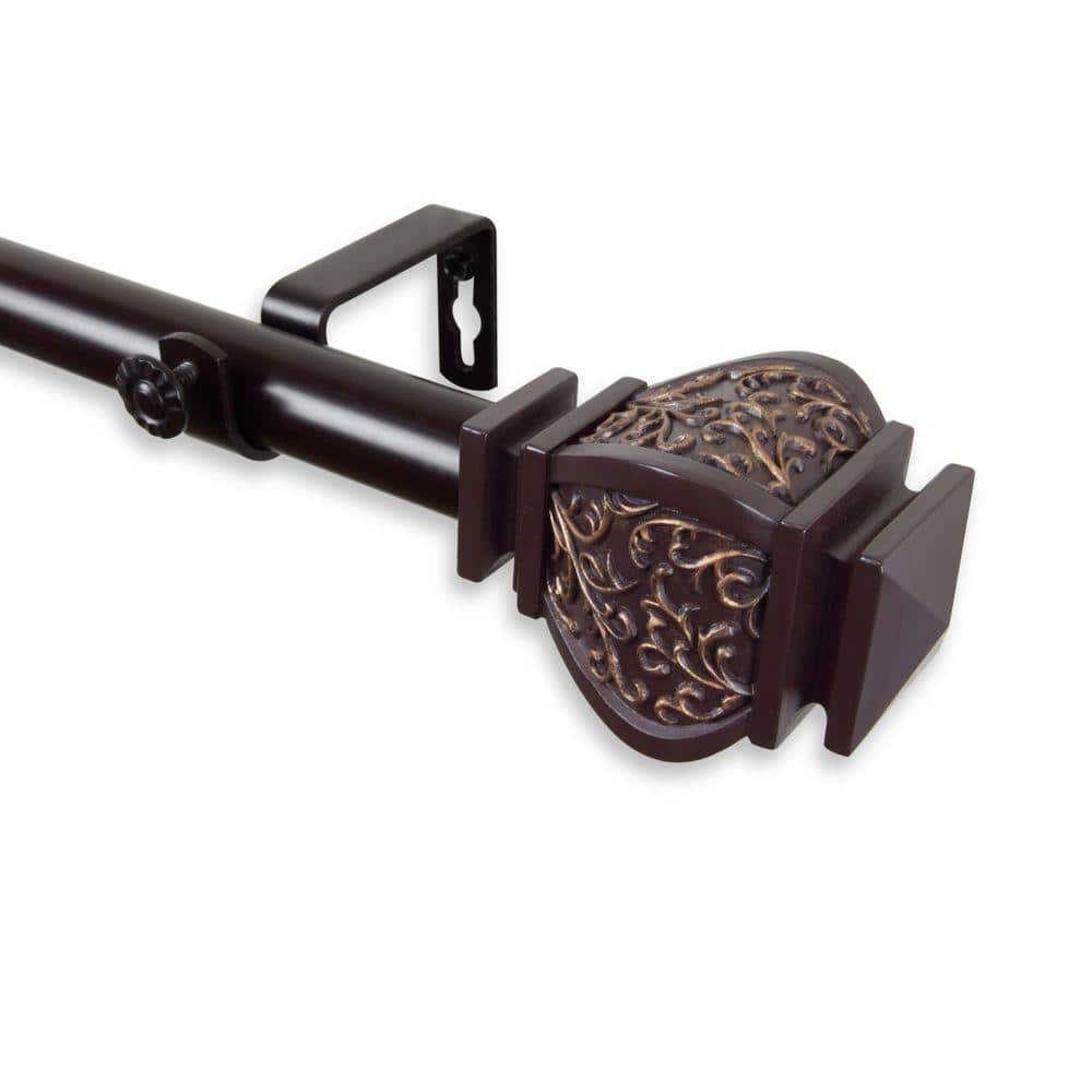 66 in. - 120 in. Telescoping 1 in. Single Curtain Rod Kit in Mahogany with Margot Finial price history on PriceWatchPro