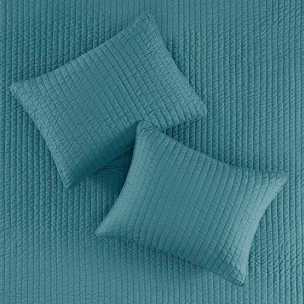 Teal Twin Microfiber Reversible Quilt Set