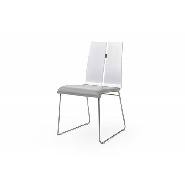 HomeRoots Gray And Silver Upholstered Faux Leather Side Chair