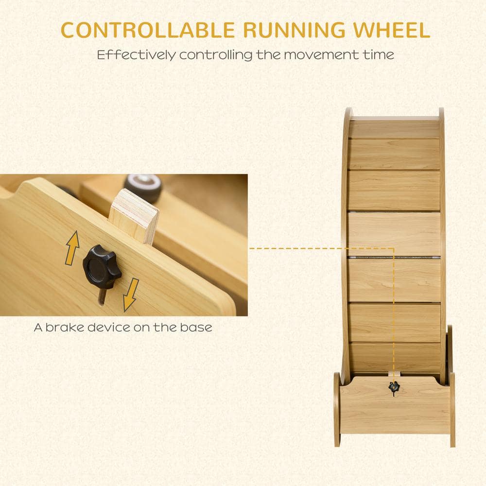 Natural Wood Cat Exercise Wheel with Carpet Runway