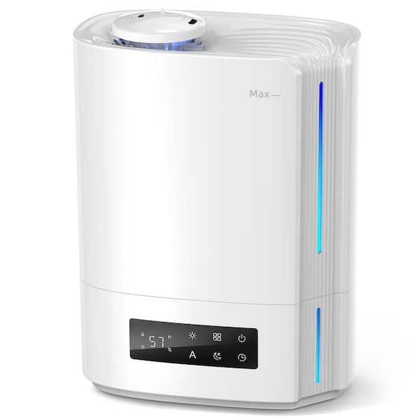 1.6 gal. Ultrasonic Cool Mist Humidifier for Bedroom, Quiet Top Fill Air Treatment for Large Rooms, White Plastic