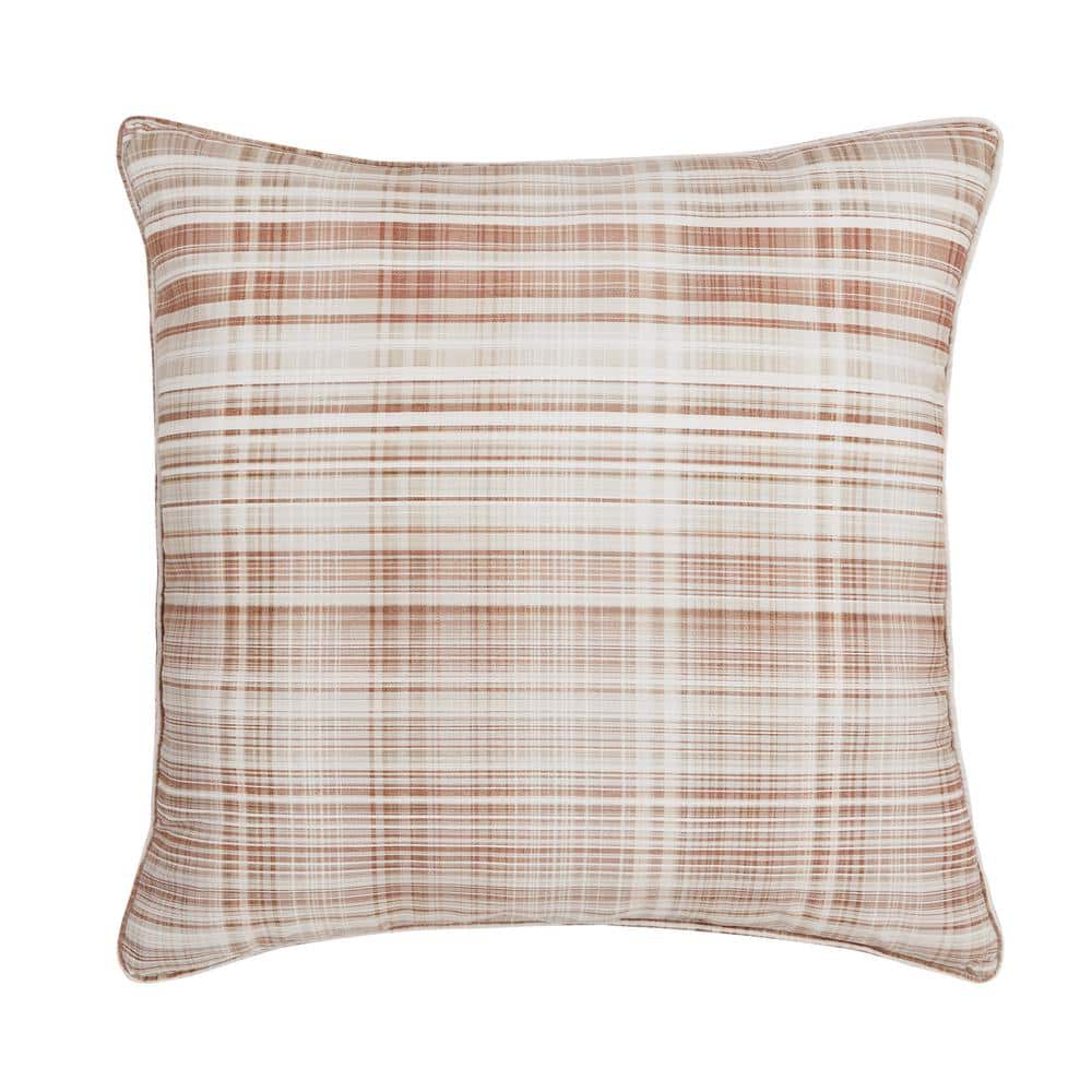 Peyton Cinnamon Cotton Plaid 20 Square Decorative Throw Pillow 20 In. L 