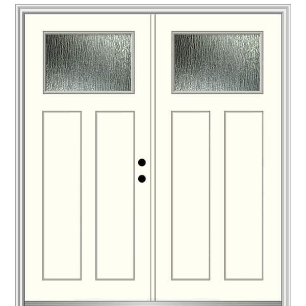 MMI Door 72 in. x 80 in. Left-Hand/Inswing Rain Glass Alabaster Fiberglass Prehung Front Door on 6-9/16 in. Frame