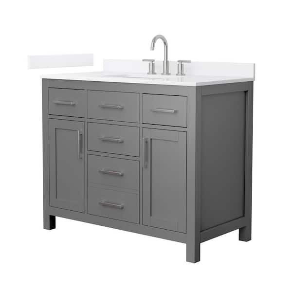 Beckett 42 in. Single Freestanding Dark Gray Bath Vanity with White Quartz Top