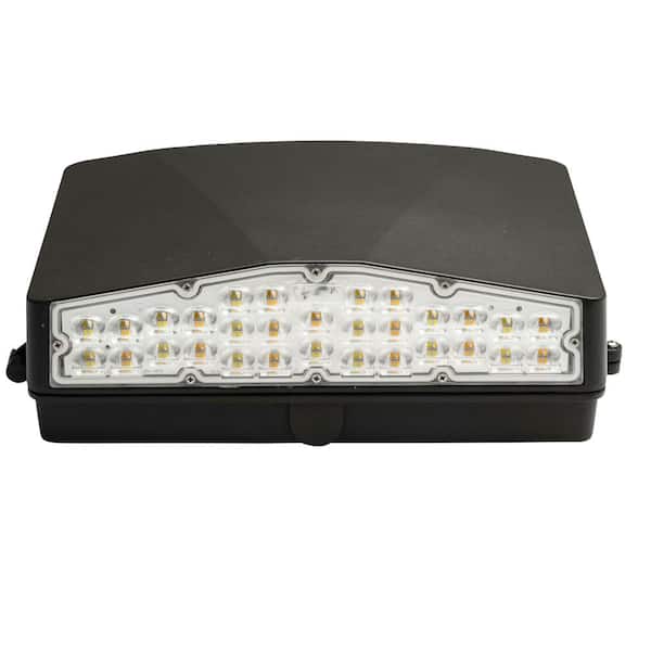 J&H LED 250-Watt Equivalent Integrated LED Bronze Wall Pack Light, Adjustable Lumens and CCT