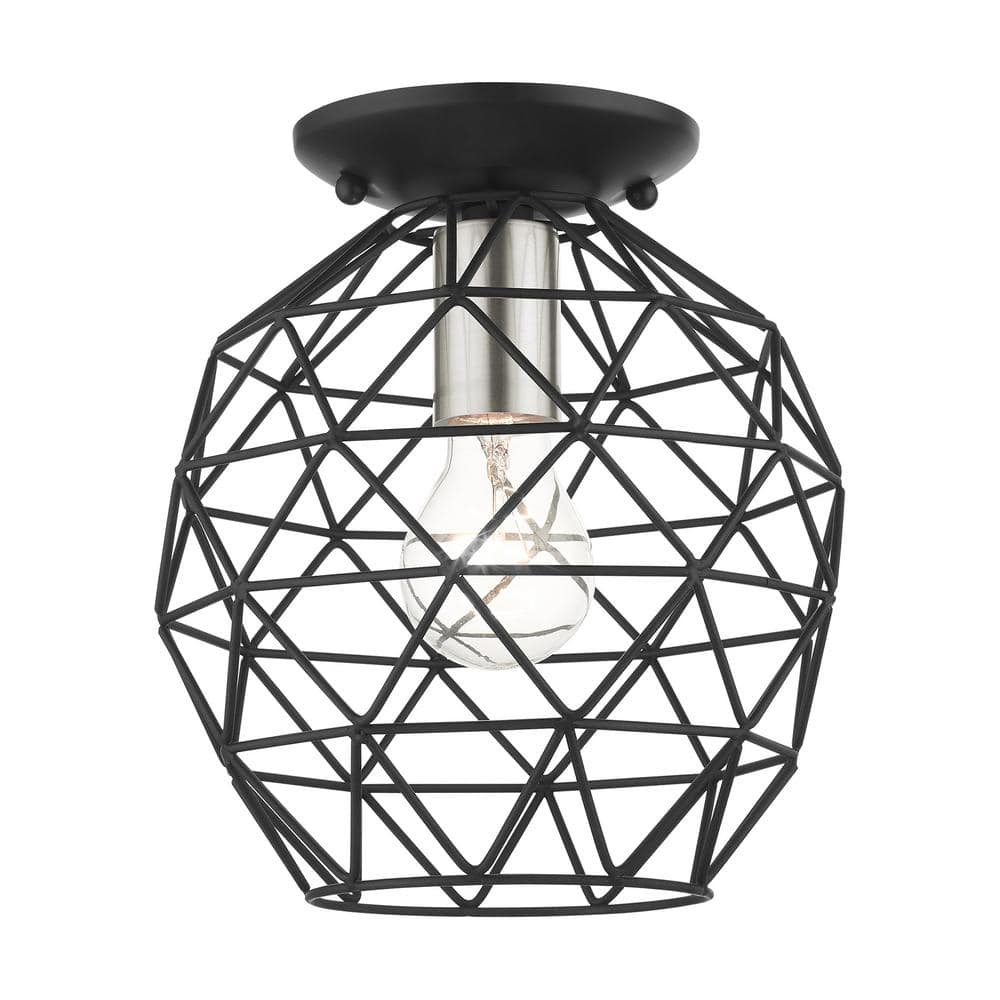 Geometrix Modern Black Nickel LED Flush Mount Light