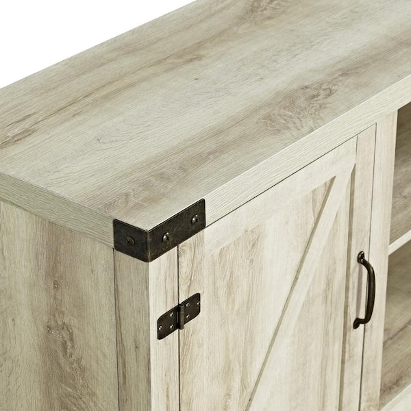 Walker Edison Furniture Company Barnwood Collection 58 in. White Oak 2 Door TV Stand fits TV up to 60 in. with Adjustable Shelf HD58BDSDWO The Home Depot