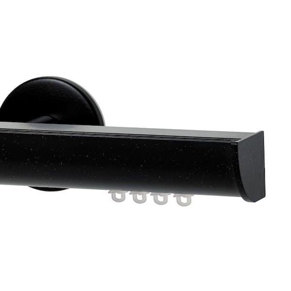 Invisible Pro 120 in. Non-Adjustable 1.13 in. Single Traverse Window Curtain Rod Set in Black