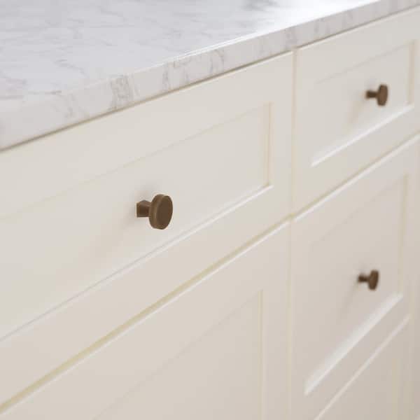 Flat Round 1-1/8 in. (28 mm) Modern Matte Bronze Round Cabinet Knob