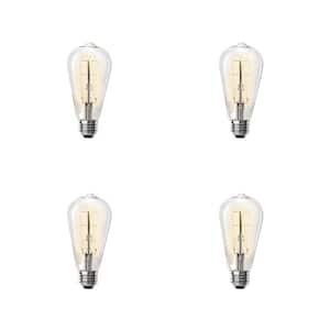 40-Watt Equivalent ST19 DImmable M Shape Filament Clear Glass E26 Vintage Edison LED Light Bulb Warm White 2100K(4-Pack)