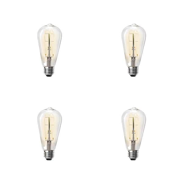 Feit Electric 40-Watt Equivalent ST19 DImmable M Shape Filament Clear Glass E26 Vintage Edison LED Light Bulb Warm White 2100K(4-Pack)