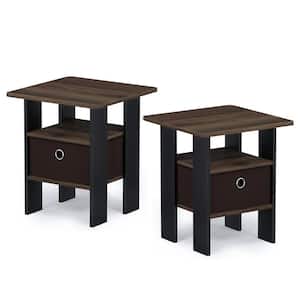 Andrey 17.5 in. Columbia Walnut End Table Nightstand with Bin Drawer (Set of 2)