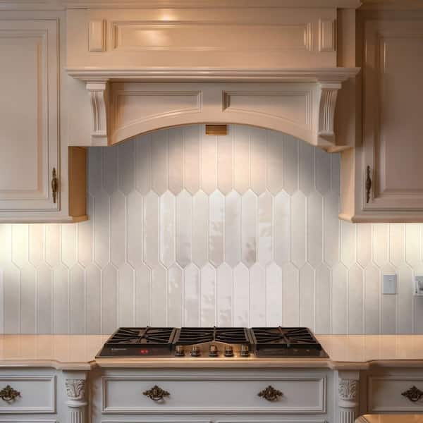 Take Home Sample - Lakeview Dove Picket 2.5 in. x 13 in. Glossy Ceramic Wall Tile