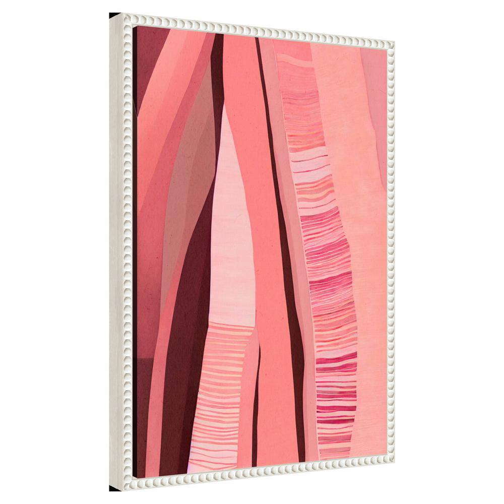 Pink Layers Abstract Canvas Art with White Floater Frame