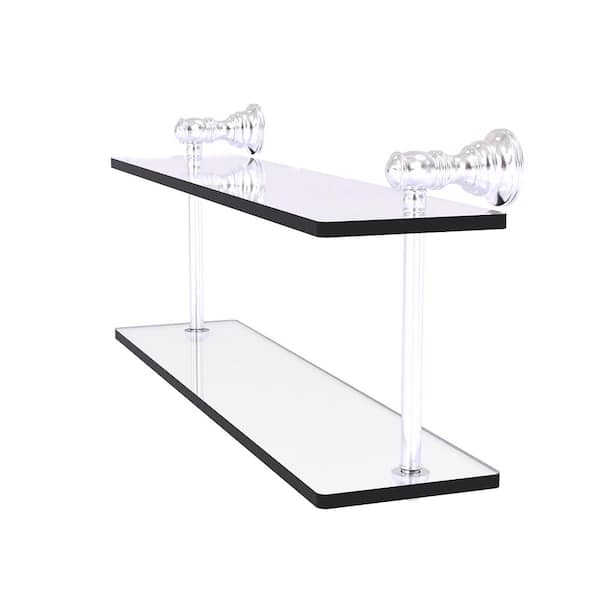 Allied Brass Carolina Collection 16 in. W x 9.2 in. H x 5.6 in. D Glass Rectangular Shelf in Satin Chrome