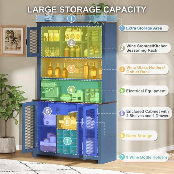 Polibi Navy Blue 47.10 in. W x 70.90 in. H Pantry Storage Cabinet