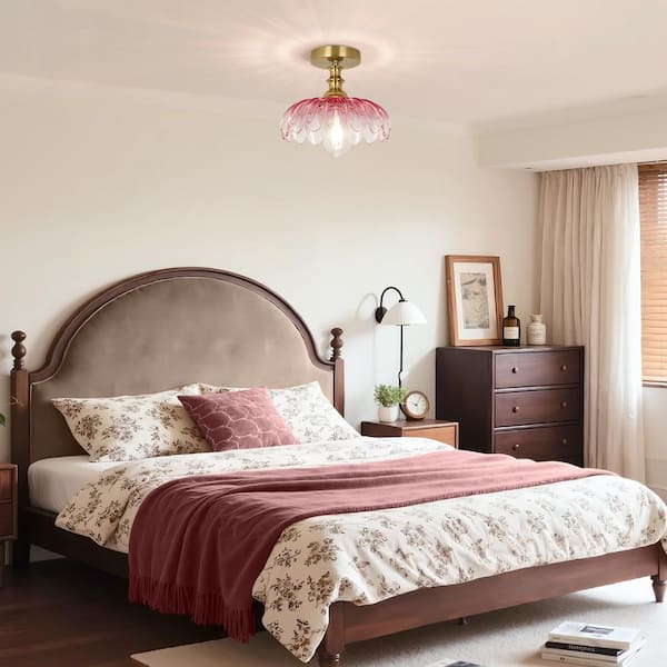 Henveton Essel 10.23 in. 1-Light Gradient Pink Mid-Century Semi