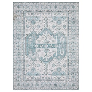 Harmony Global Blue 7 ft 6 in. X 10 ft. Polyester Indoor Machine Washable Area Rug