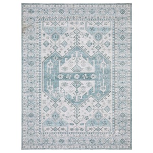 Harmony Global Blue 3 ft. 6 in. X 5 ft. 6 in. Polyester Indoor Machine Washable Area Rug