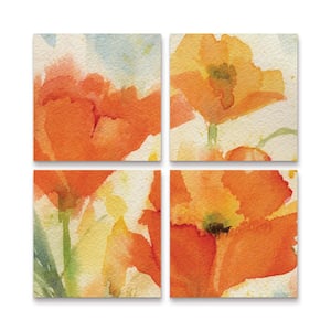 28 in. x 28 in. 4-Panel Art Set Field of Poppies Golden by Shelia Golden