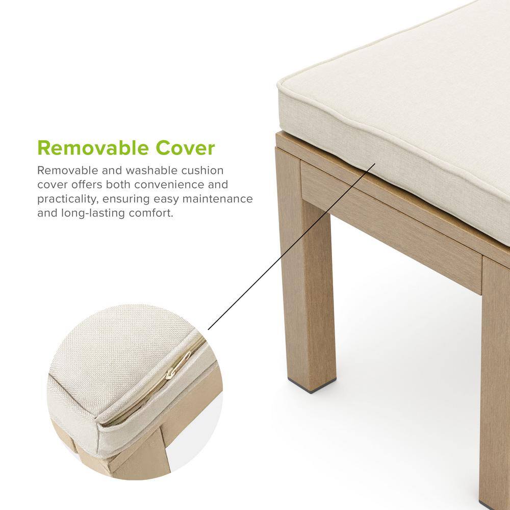 Bordeaux 57" Beige Aluminum Outdoor Dining Bench with Foam Cushion