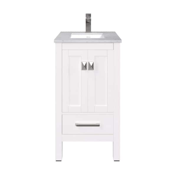 London 20 in. Single Sink White Bath Vanity with White Carrara Quartz Top (Assembled)