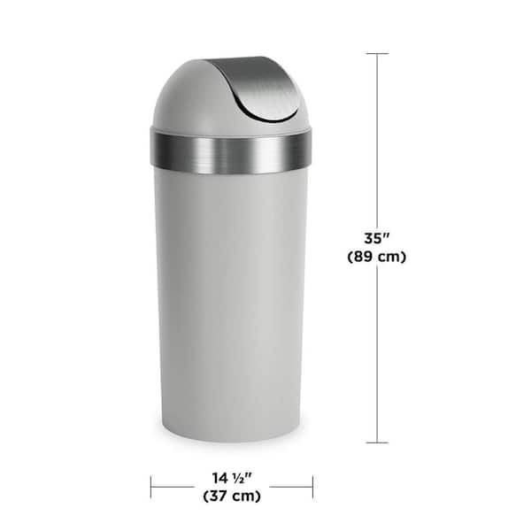 Vcansay 3.5 Gallons Swing Top Slim Garage Trash Can, Gray Plastic Swing Lid  Trash Can, 2 Pack