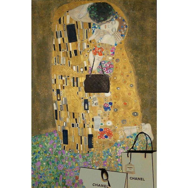 VENICE BEACH Collections Chanel Klimt Kiss by Grotto Studios 1 Piece Unframed Graphic Print Abstract Poster Art Print 24 in. x 36 in.
