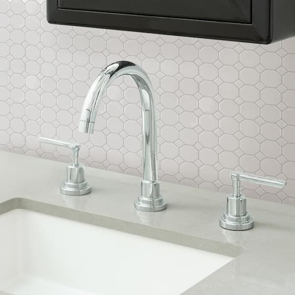 Octagon White 10 in. x 10 in. x 0.025 in. Resin Peel and Stick Tile Sample (0.69 sq. ft./Pack)