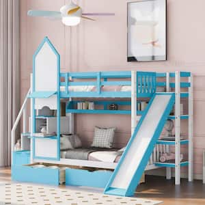 Blue Fabric Frame Twin Platform Bed for Home or Office
