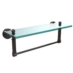 Waverly Place 16 in. L x 5 in. H x 5 in. W Clear Glass Bathroom Shelf with Towel Bar in Oil Rubbed Bronze