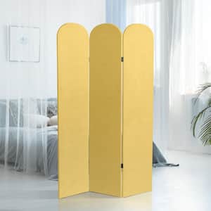 6 ft. Yellow 3-Panel Classic Arch Velvet Room Divider