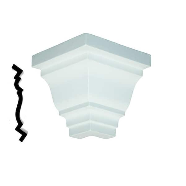Focal Point 1/4 in. x 8-1/2 x 5 in. Primed Polyurethane St. James Crown Outside Corner Block Moulding