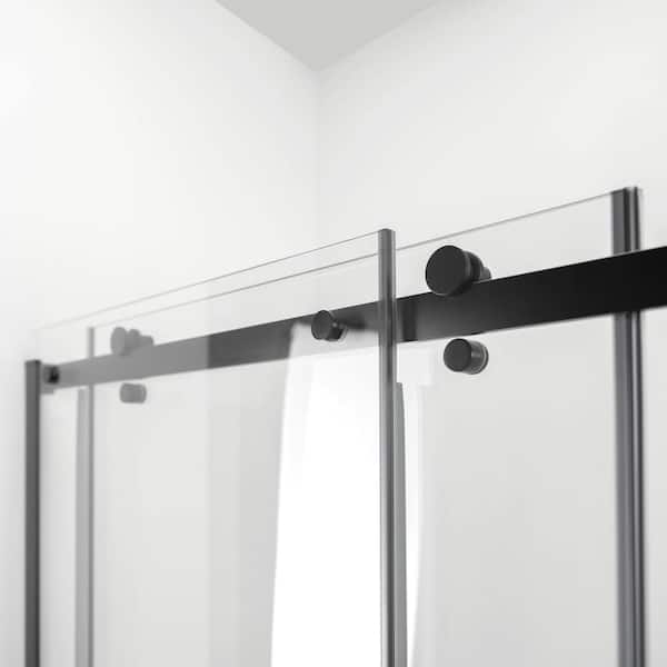 Primo 60 in. x 57.50 in. Frameless Sliding Bathtub Door in Black Without Handle Primo 60 in. x 57.50 in. Frameless Sliding Bathtub Door in Black Without Handle