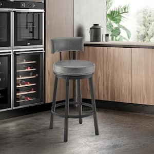 Dalza 40 in. Grey 30 in. Bar Stool with Faux Leather Seat