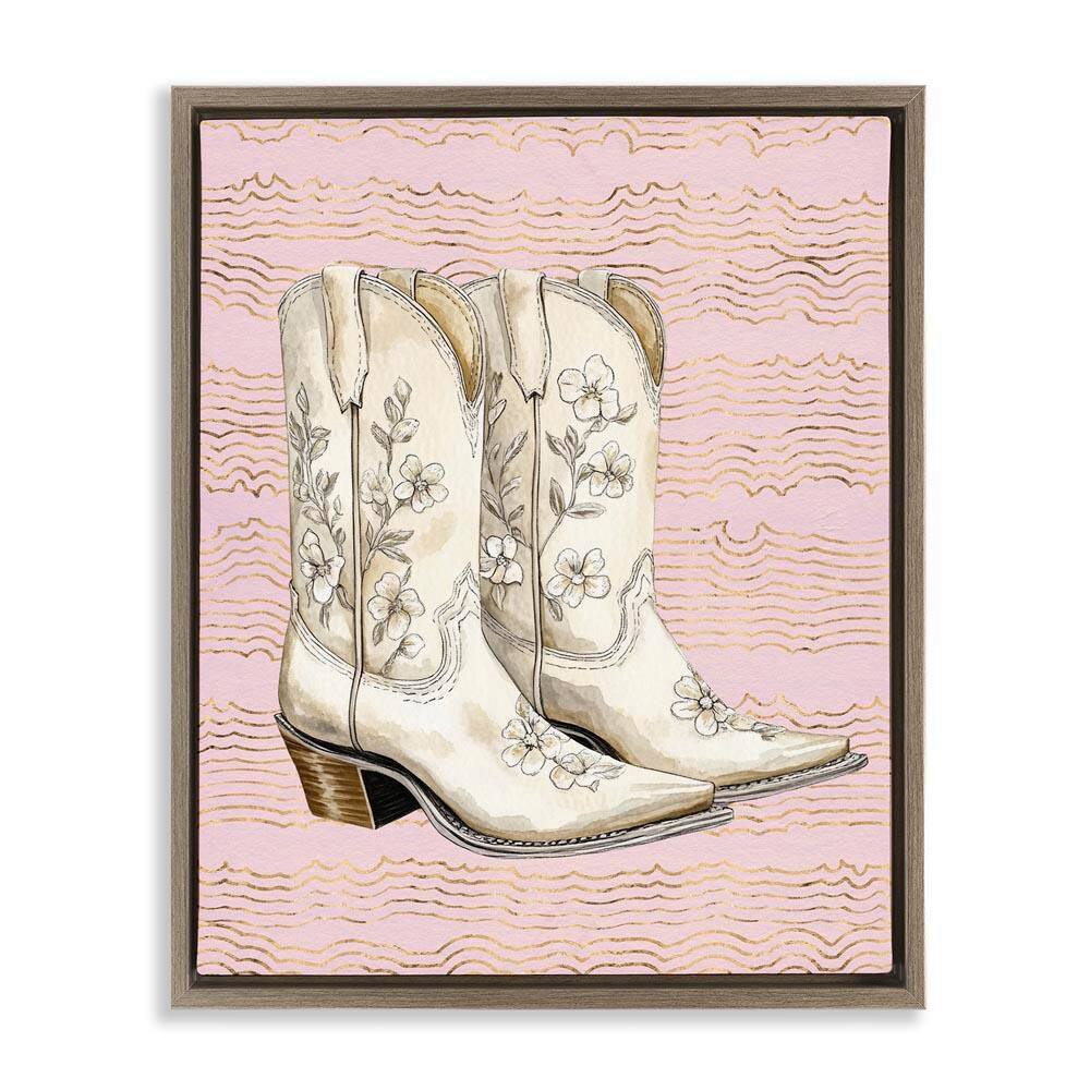 Cowgirl Boots in White by Lettered and Lined Brown Floater Frame Nature Graphic Art Print 31 in. x 25 in. price history on PriceWatchPro