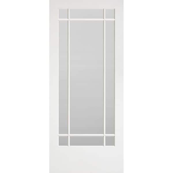 36 in. x 84 in. Prairie Primed 9-Lite Solid Wood Interior Barn Door Slab