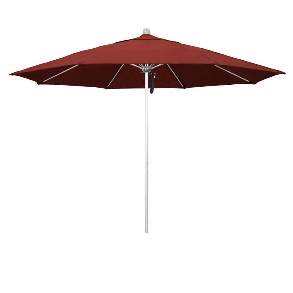 11 ft. Silver Anodized Aluminum Market Patio Umbrella with Fiberglass Ribs Pulley Lift in Terracotta Sunbrella price history on PriceWatchPro